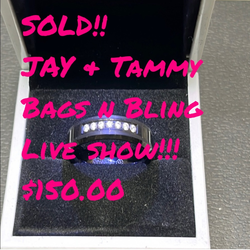 MENS TUNGSTEN MOISSANITE BLACK BAND. NWT SIZE 7-13 AVAILABLE AT REQUEST - Picture 1 of 12
